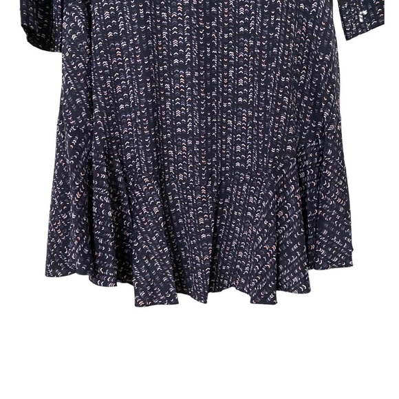 Club Monaco Junelle Silk Micro Chevron Print 3/4 Sleeve Short Dress - Picture 5 of 8